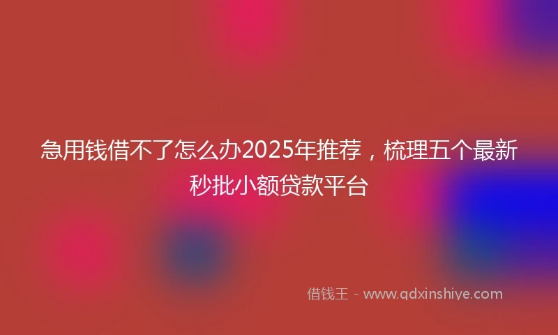 急用钱借不了怎么办2025年推荐，梳理五个最新秒批小额贷款平台