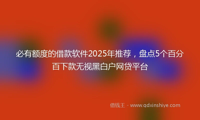 必有额度的借款软件2025年推荐，盘点5个百分百下款无视黑白户网贷平台