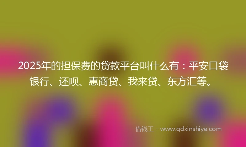 2025年的担保费的贷款平台叫什么有：平安口袋银行、还呗、惠商贷、我来贷、东方汇等。