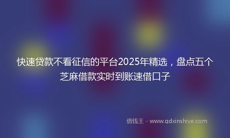 快速贷款不看征信的平台2025年精选，盘点五个芝麻借款实时到账速借口子