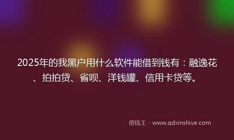 2025年的我黑户用什么软件能借到钱有：融逸花、拍拍贷、省呗、洋钱罐、信用卡贷等。