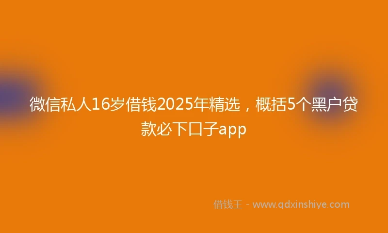 微信私人16岁借钱2025年精选，概括5个黑户贷款必下口子app