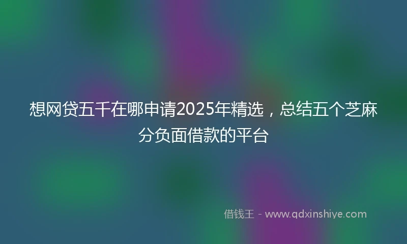 想网贷五千在哪申请2025年精选，总结五个芝麻分负面借款的平台