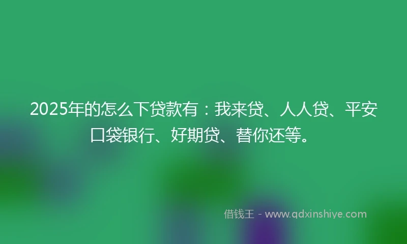 2025年的怎么下贷款有：我来贷、人人贷、平安口袋银行、好期贷、替你还等。