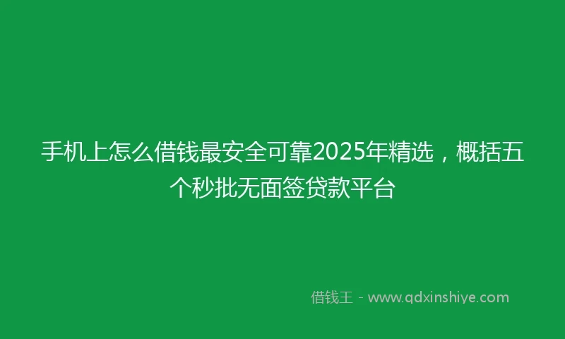 手机上怎么借钱最安全可靠2025年精选，概括五个秒批无面签贷款平台