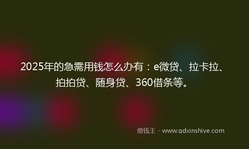 2025年的急需用钱怎么办有：e微贷、拉卡拉、拍拍贷、随身贷、360借条等。