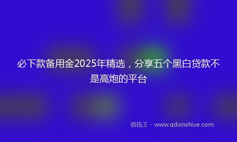 必下款备用金2025年精选，分享五个黑白贷款不是高炮的平台