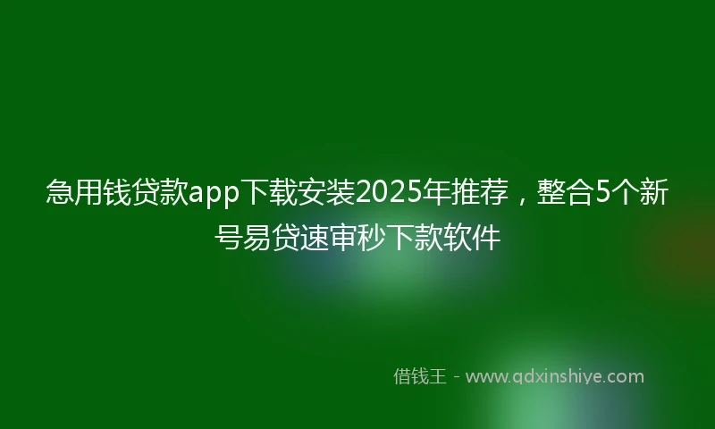 急用钱贷款app下载安装2025年推荐，整合5个新号易贷速审秒下款软件