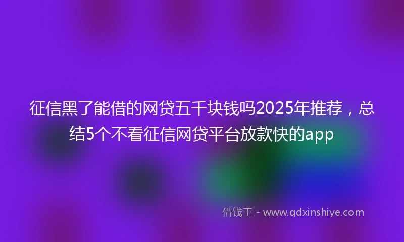 征信黑了能借的网贷五千块钱吗2025年推荐，总结5个不看征信网贷平台放款快的app