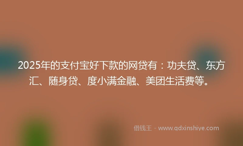 2025年的支付宝好下款的网贷有：功夫贷、东方汇、随身贷、度小满金融、美团生活费等。