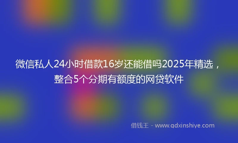 微信私人24小时借款16岁还能借吗2025年精选，整合5个分期有额度的网贷软件