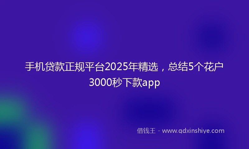 手机贷款正规平台2025年精选，总结5个花户3000秒下款app