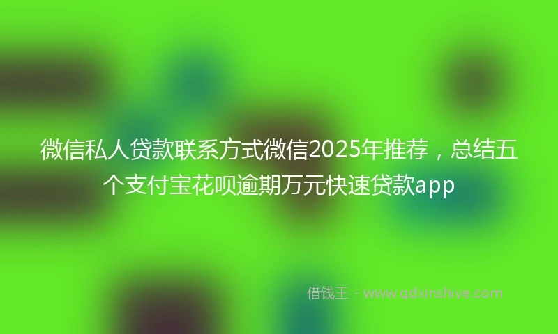 微信私人贷款联系方式微信2025年推荐，总结五个支付宝花呗逾期万元快速贷款app