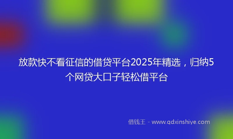 放款快不看征信的借贷平台2025年精选，归纳5个网贷大口子轻松借平台