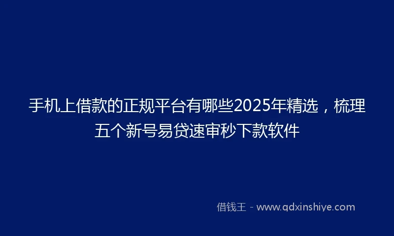 手机上借款的正规平台有哪些2025年精选，梳理五个新号易贷速审秒下款软件