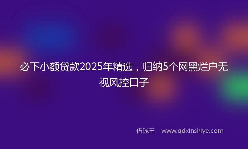 必下小额贷款2025年精选，归纳5个网黑烂户无视风控口子