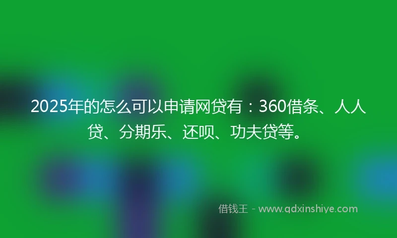 2025年的怎么可以申请网贷有：360借条、人人贷、分期乐、还呗、功夫贷等。