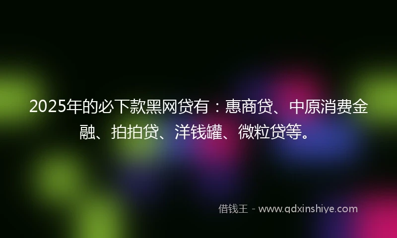 2025年的必下款黑网贷有：惠商贷、中原消费金融、拍拍贷、洋钱罐、微粒贷等。