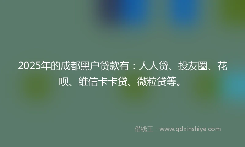 2025年的成都黑户贷款有：人人贷、投友圈、花呗、维信卡卡贷、微粒贷等。