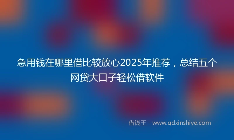 急用钱在哪里借比较放心2025年推荐，总结五个网贷大口子轻松借软件
