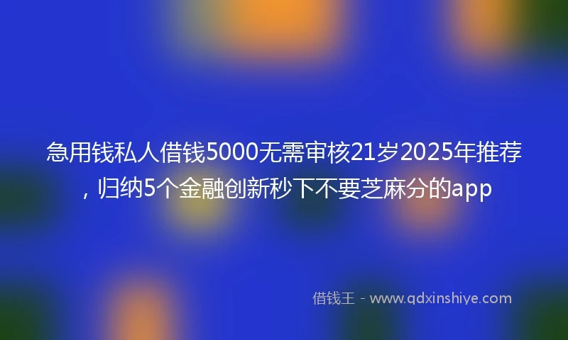急用钱私人借钱5000无需审核21岁2025年推荐，归纳5个金融创新秒下不要芝麻分的app