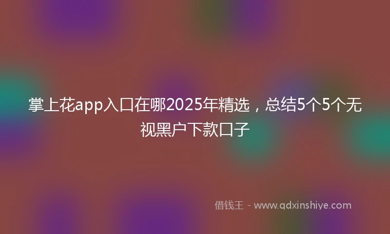 掌上花app入口在哪2025年精选，总结5个5个无视黑户下款口子