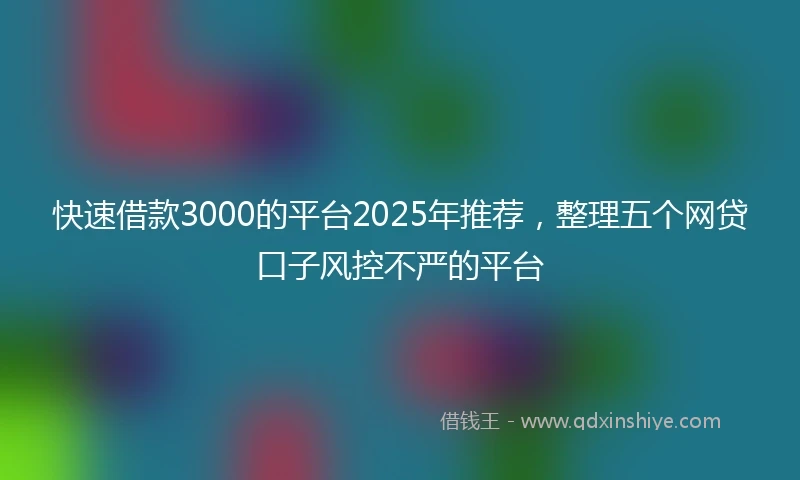 快速借款3000的平台2025年推荐，整理五个网贷口子风控不严的平台