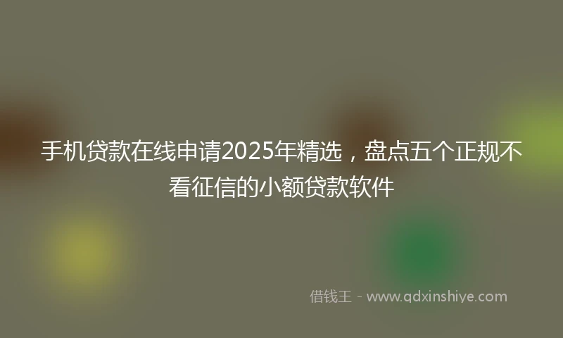 手机贷款在线申请2025年精选，盘点五个正规不看征信的小额贷款软件