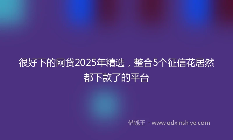 很好下的网贷2025年精选,整合5个征信花居然都下款了的平台