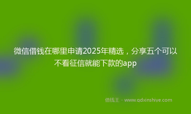 微信借钱在哪里申请2025年精选，分享五个可以不看征信就能下款的app