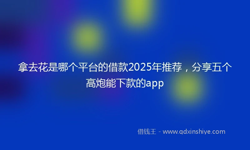 拿去花是哪个平台的借款2025年推荐，分享五个高炮能下款的app