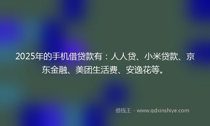 2025年的手机借贷款有：人人贷、小米贷款、京东金融、美团生活费、安逸花等。