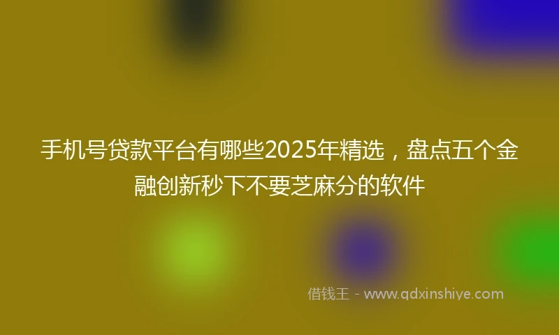 手机号贷款平台有哪些2025年精选，盘点五个金融创新秒下不要芝麻分的软件