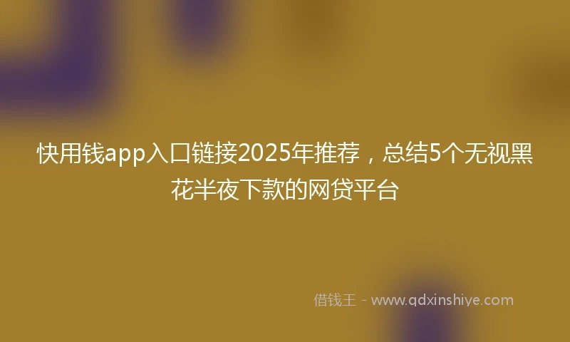 快用钱app入口链接2025年推荐，总结5个无视黑花半夜下款的网贷平台