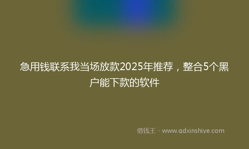 急用钱联系我当场放款2025年推荐，整合5个黑户能下款的软件
