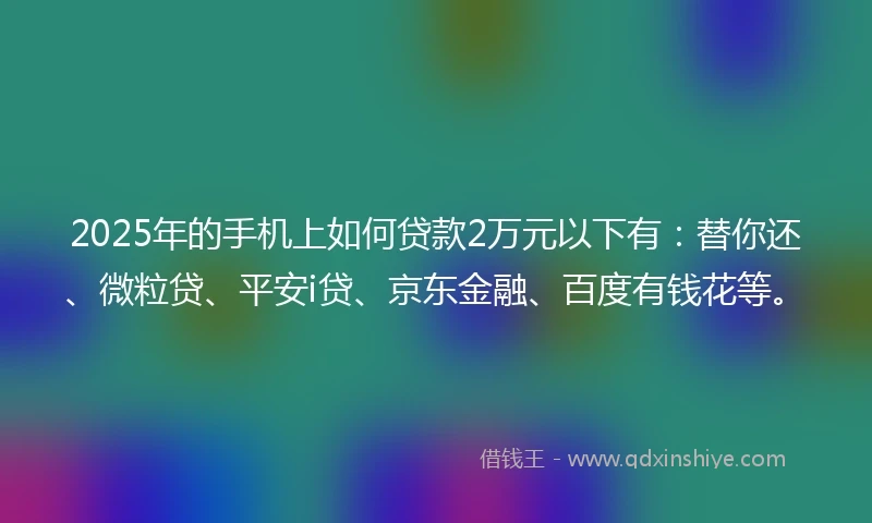 2025年的手机上如何贷款2万元以下有：替你还、微粒贷、平安i贷、京东金融、百度有钱花等。