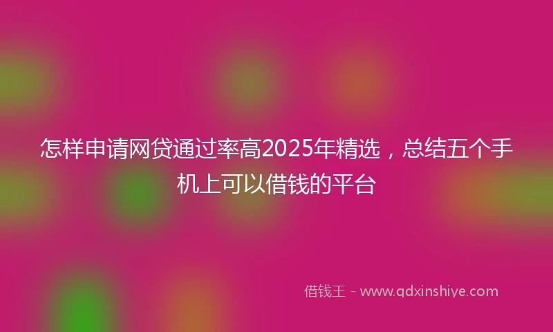 怎样申请网贷通过率高2025年精选，总结五个手机上可以借钱的平台