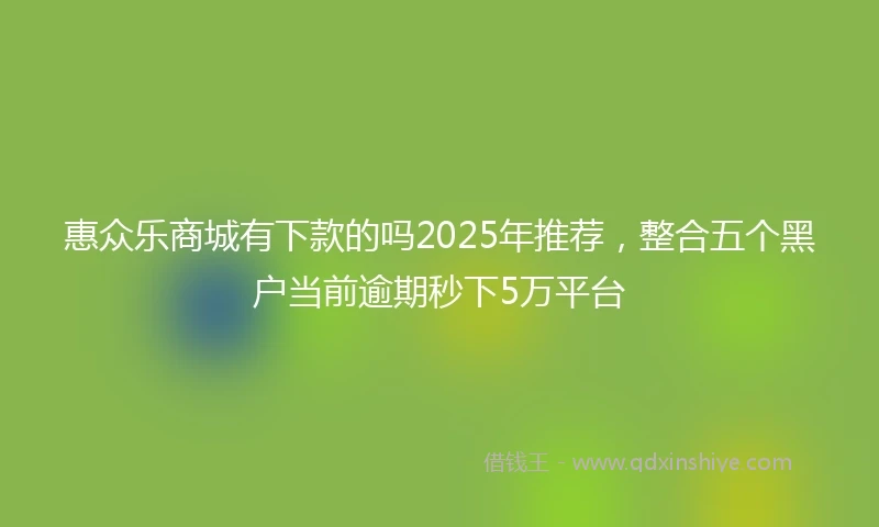 惠众乐商城有下款的吗2025年推荐，整合五个黑户当前逾期秒下5万平台