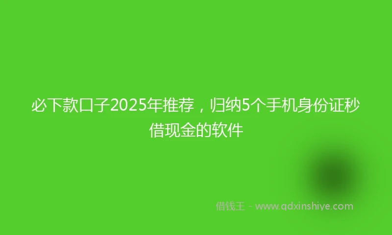必下款口子2025年推荐，归纳5个手机身份证秒借现金的软件