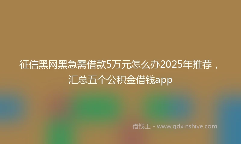 征信黑网黑急需借款5万元怎么办2025年推荐，汇总五个公积金借钱app