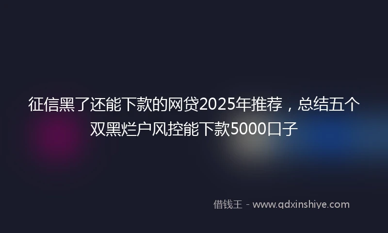 征信黑了还能下款的网贷2025年推荐，总结五个双黑烂户风控能下款5000口子