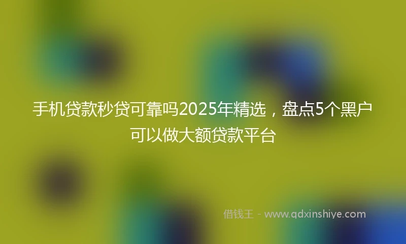 手机贷款秒贷可靠吗2025年精选，盘点5个黑户可以做大额贷款平台