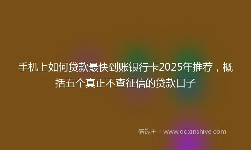手机上如何贷款最快到账银行卡2025年推荐，概括五个真正不查征信的贷款口子