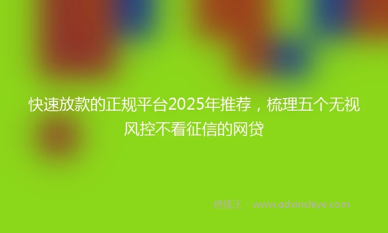 快速放款的正规平台2025年推荐，梳理五个无视风控不看征信的网贷