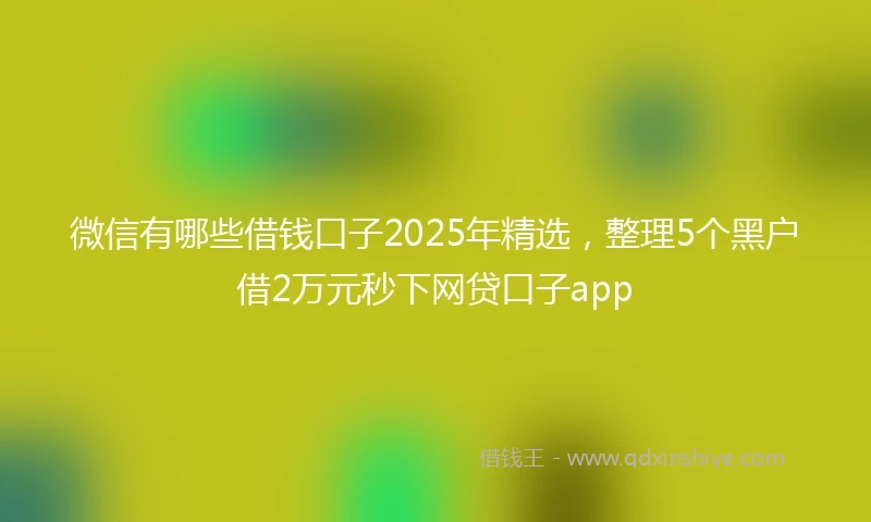 微信有哪些借钱口子2025年精选，整理5个黑户借2万元秒下网贷口子app