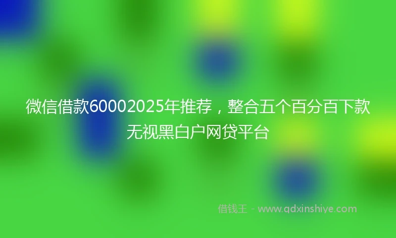 微信借款60002025年推荐，整合五个百分百下款无视黑白户网贷平台