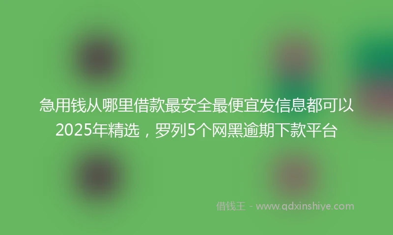 急用钱从哪里借款最安全最便宜发信息都可以2025年精选，罗列5个网黑逾期下款平台