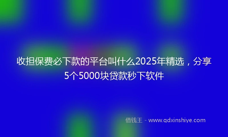 收担保费必下款的平台叫什么2025年精选，分享5个5000块贷款秒下软件