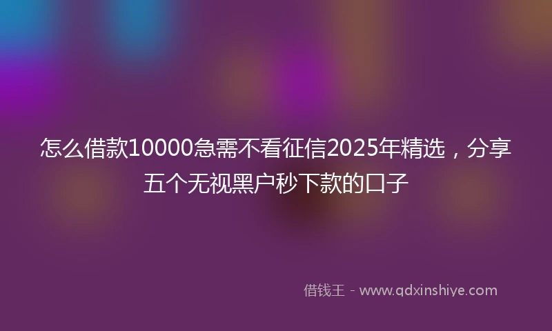 怎么借款10000急需不看征信2025年精选，分享五个无视黑户秒下款的口子