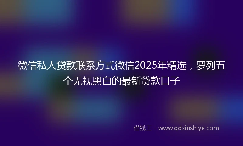 微信私人贷款联系方式微信2025年精选，罗列五个无视黑白的最新贷款口子